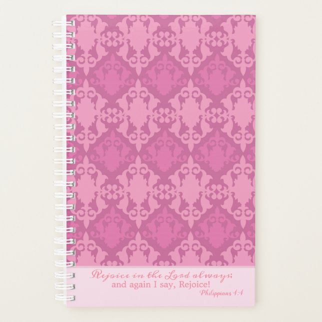 Lovely Faith Rejoice in the Lord Damask Planner (Front)