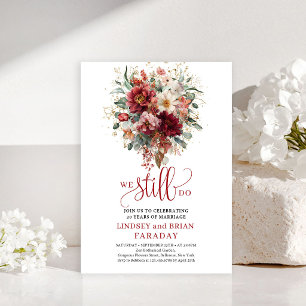 Lovely Fall Marsala Floral Vow Renewal Invite