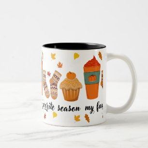 lovely fall motife with socks, muffin and latte Two-Tone coffee mug