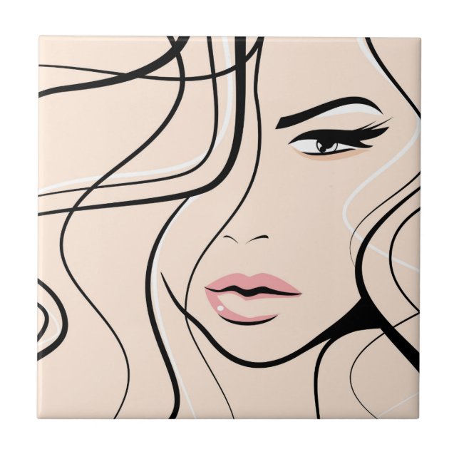 Lovely female face tile (Front)