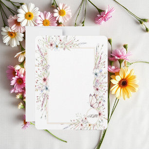 Lovely floral and butterfly frame monogrammed card