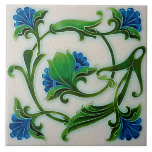 Lovely Floral Art Nouveau Style Tile