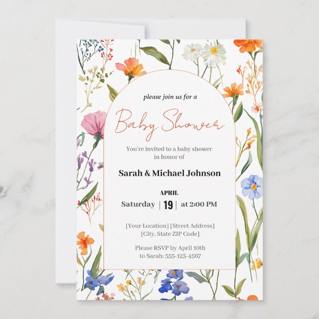 Lovely Floral Baby Shower Invitation (Front)