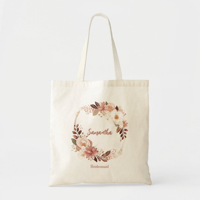 Lovely Floral Bridesmaid Tote Bag (Front)