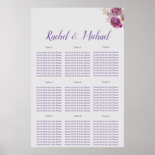 Lovely Floral Charm Wedding Poster (Front)