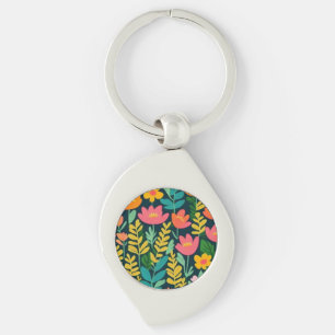 Lovely floral colourful field keychain