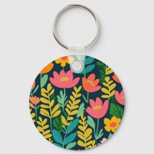 Lovely floral colourful field keychain