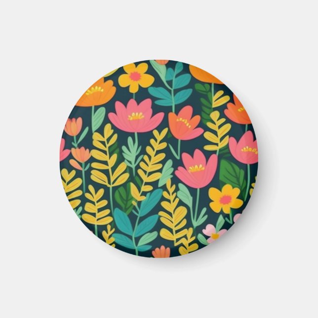 Lovely floral colourful field magnet (Front)