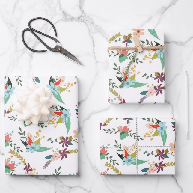 LOVELY FLORAL GARDEN GIFT WRAPPING PAPER SHEETS  (Front)