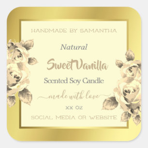 Lovely Floral Gold Cream Étiquettes d'emballage de