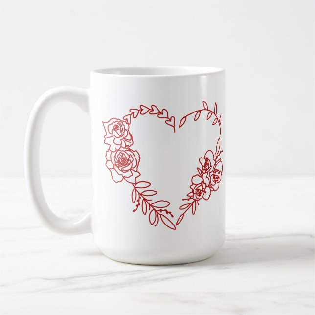 Lovely Floral Heart Coffee Mug (Left)