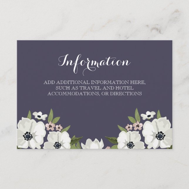 Lovely Floral Information Card - Purple (Front)