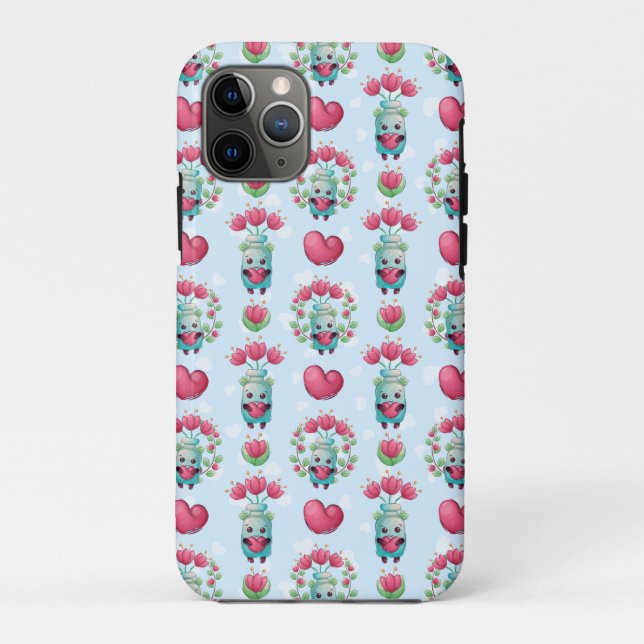 Lovely Floral Mason Jar Hearts Pattern Case-Mate iPhone Case (Back)