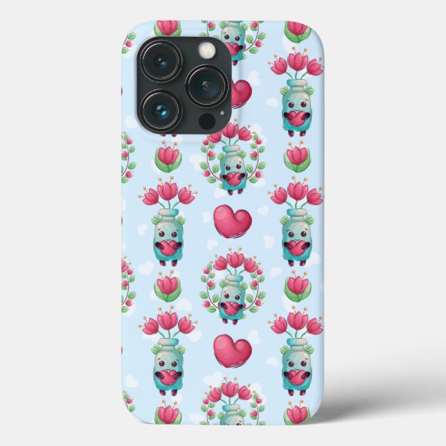 Lovely Floral Mason Jar Hearts Pattern Case-Mate iPhone Case (Back)