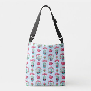 Lovely Floral Mason Jar Hearts Pattern Crossbody Bag