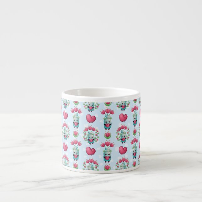 Lovely Floral Mason Jar Hearts Pattern Espresso Cup (Front)