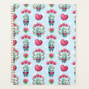 Lovely Floral Mason Jar Hearts Pattern Planner