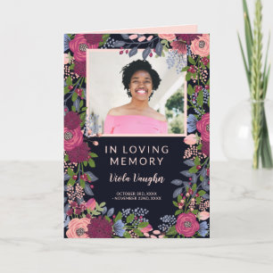 Lovely Floral Photo Funeral Program