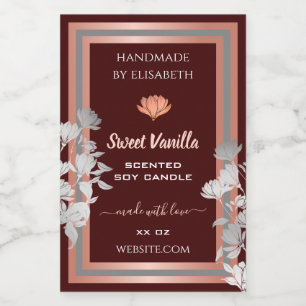 Lovely Floral Product Labels Burgundy Rose Gold