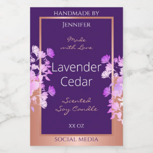 Lovely Floral Product Labels Purple and Rose Gold