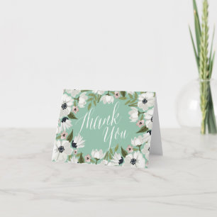 Lovely Floral Thank You Note Card - mint