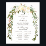 Lovely Florals | Wedding Ceremony Program Sign<br><div class="desc">Elegant and stylish wedding ceremony program poster sign featuring watercolor flowers in cream and blush hues,  and lush green foliage. Coordinates with our "Lovely Florals" wedding invitation suite collection.</div>