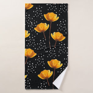 Lovely flower and polka dots illustration pattern bath towel