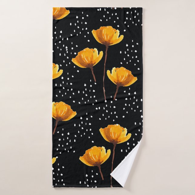 Lovely flower and polka dots illustration pattern bath towel (Bath Towel)