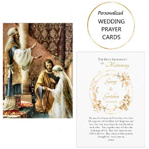 Lovely Flower Wreath Catholic Wedding Prayer Card 