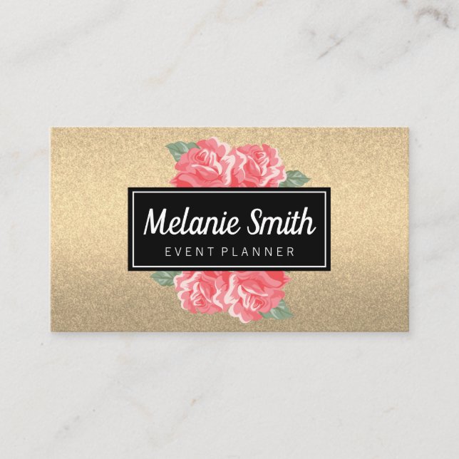Lovely Flowers Glitter Business Card (Front)