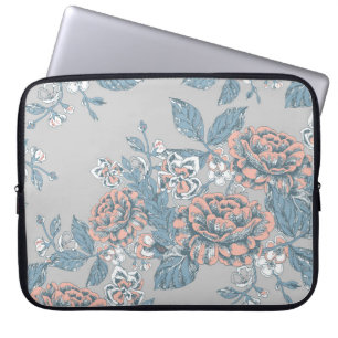 Lovely flowers. Monochrome ornaments. Seamless pat Laptop Sleeve