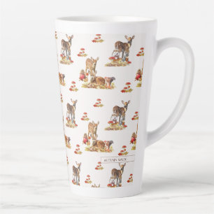 Lovely Forest Animals Autumn Art Pattern Latte Mug