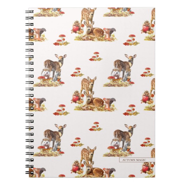 Lovely Forest Animals Autumn Art Pattern Notebook (Front)