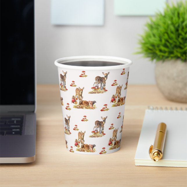 Lovely Forest Animals Autumn Art Pattern Paper Cups (Insitu)