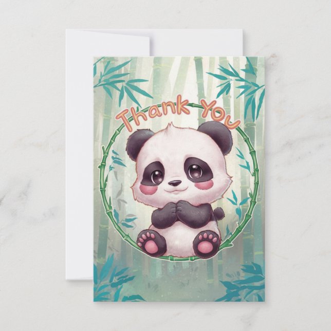 Lovely Forest Panda  Thank You Card (Front)