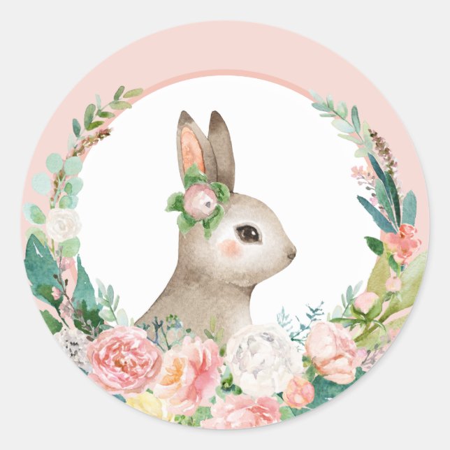 Lovely Forest Woodland Animals - Little Bunny Classic Round Sticker (Front)