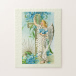 Lovely Forget Me Not Angel  Jigsaw Puzzle<br><div class="desc">vintage painting with a beautiful christian angel in a white dress.</div>