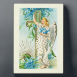 Lovely Forget Me Not Angel  Plaque<br><div class="desc">vintage painting with a beautiful christian angel in a white dress.</div>