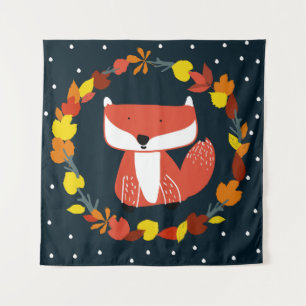 Lovely fox on a colourful background tapestry