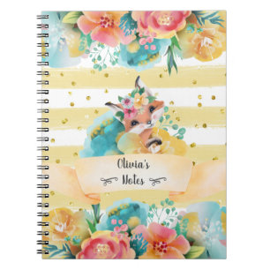 Lovely Fox Surrounded By Delicate Flowers - Noteb Notebook