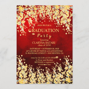 Lovely fresh  watercolor flowers graduation party invitation