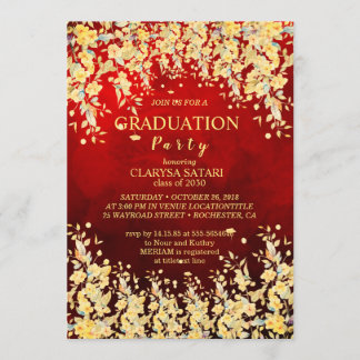 Lovely fresh  watercolor flowers graduation party invitation