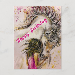 Lovely Friends Birthday Card Girl and Horse