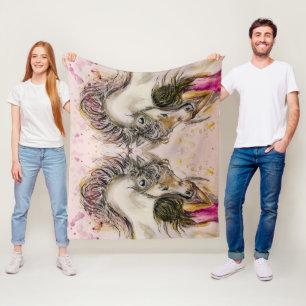 Lovely Friends Girl and Horse Fleece Blanket