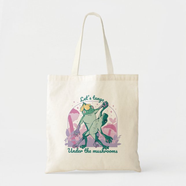 Lovely Frog Couple with Mushrooms Dance Tote Bag (Front)