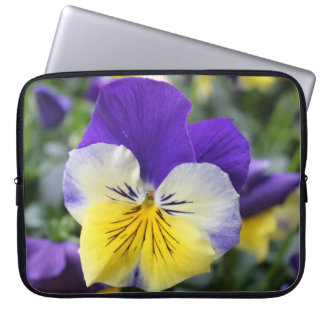 Lovely garden flower blue pansy laptop sleeve