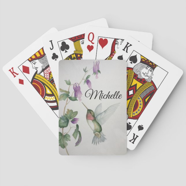Lovely Garden Sweet Bird Flowers Playing Cards (Back)