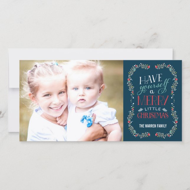 Lovely Garlands Carte photo de vacances - Navy (Devant)