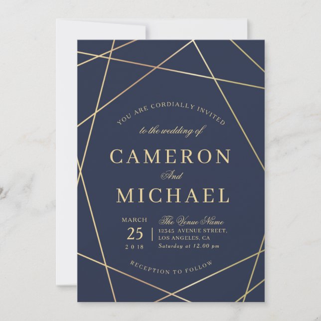 lovely geometric wedding invitation (Front)