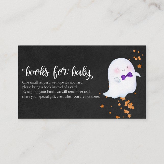Lovely Ghost Halloween Baby Shower Books For Baby  Enclosure Card (Front)